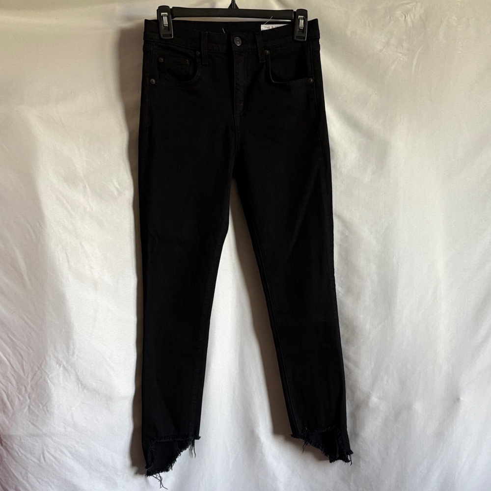 Rag & Bone Black Skinny Frayed Hem Jeans